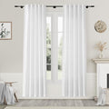 Nanspring White Linen Curtains 80 Inch Length for Living Room Doorway Back Tab and Rod Pocket Light Filtering Curtains Modern Farmhouse for Bedroom Office 34 x 80 Inch, 2 Panels