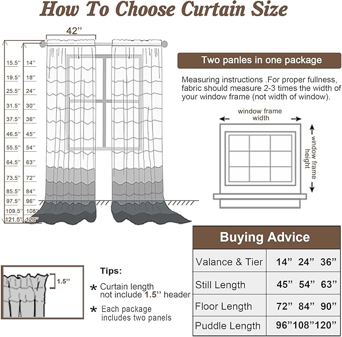 Chyhomenyc Light Grey Sheer Curtains 120 Inches Long - Light Filtering Voile Extra Long Panel Drapes for Floor to Ceiling Window, Elegant Soft Living Room Curtains, Each 42Wx120L Inch, 10FT, 2 Panels