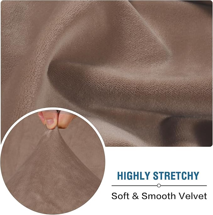 H.VERSAILTEX Velvet Stretch Individual Couch Cushion Cover Plush Cushion Slipcover for Loveseat Sofa Cushion Furniture Protector Seat Cushion Sofa Cover (1 Piece Sofa Cushion Cover, Taupe)