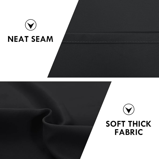 DWCN Blackout Curtains Thermal Insulated Energy Saving Bedroom and Kitchen Curtains Window Treatments, W 38 x L 45 Inch, Set of 2 Black Rod Pocket Drapes