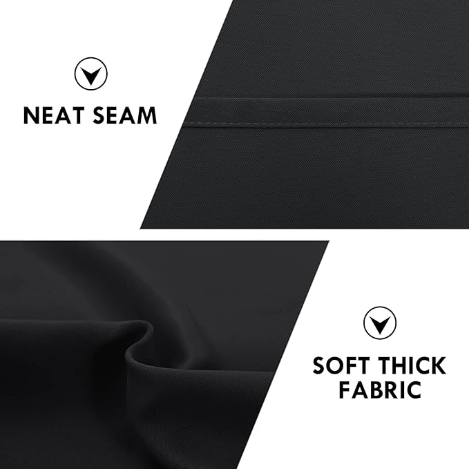 DWCN Black Blackout Curtains for Bedroom –Rod Pocket Thermal Insulated Room Darkening Drapes for Living Room, W 42 x L 54 Inch, 2 Panels
