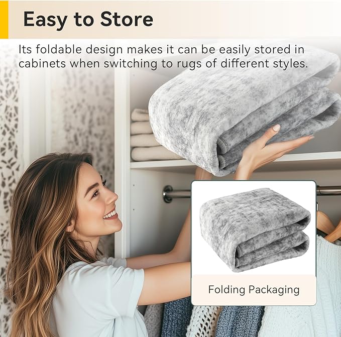 Washable Area Rugs Square 8ft Non-Slip Modern Abstract Soft for Living Room Entryway Bedroom Nursery, Print Pattern, Gray White Grey