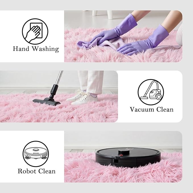 Small Rug Throw Rugs for Bedroom, Mini Area Rug, Fluffy Pink Carpet, Affordable Door Entryway Indoor Inside Front Entrance Dog 2x3 Mat, Home Decor Aesthetic(2 x 3, Pink)