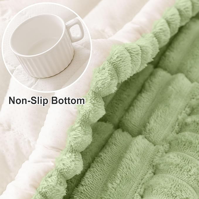 hyha Couch Covers for Dogs Washable, Non Slip Plush Dog Sofa Protectors, Fuzzy Pet Couch Covers for 3 Cushion Sofa Pet Friendly (Green, 27.6" x 70.9")