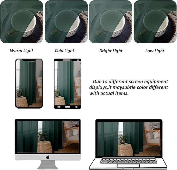 Chyhomenyc Hunter Green Sheer Curtains 78 Inches Long 2 Panels Set for Living Room, Light Filtering Voile Lightweight Bedroom Curtains, Rod Pocket Solid Window Treatment Drapes, Each 42W x 78L