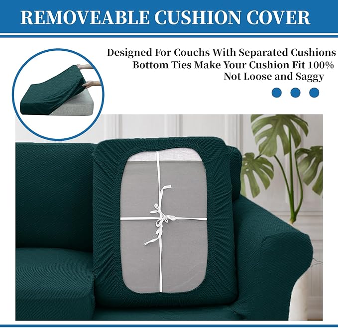XINEAGE 2026 New 2 Piece Chair Cover with Arms Super Stretch Chair Slipcover for Living Room Pet Dog Universal Slip Cover Anti Slip Armchair Furniture Protector (Blackish Green), 31"-46"(1 Cushion)