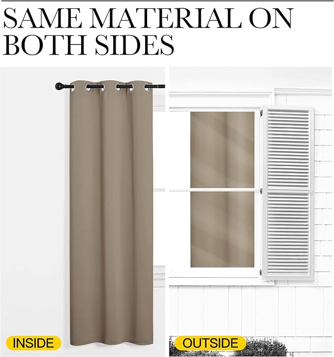 NICETOWN Blackout Curtains for Bedroom, Taupe, 42 W by 80 L, Set of 2, Thermal Insulated Curtains & Drapes with Grommet Top for Living Room, Privacy Window Treatment Draperies