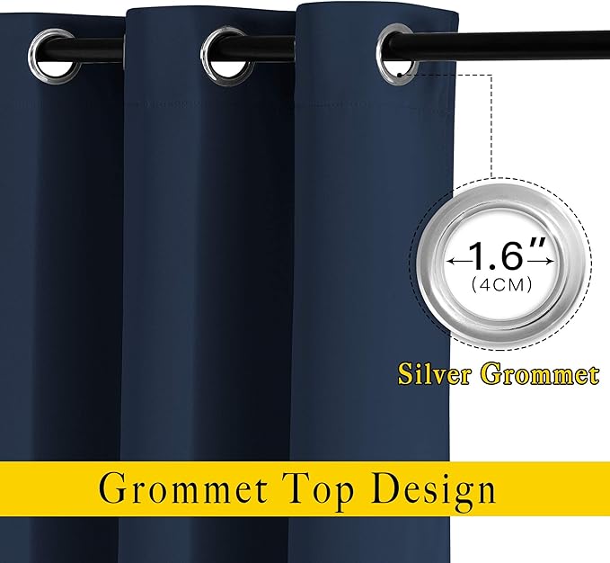 NICETOWN Blackout Curtain Panels 72 - Window Treatment Energy Saving Thermal Insulated Solid Grommet Blackout Drapes for Living Room (Navy, 1 Pair, 46 by 72-Inch)
