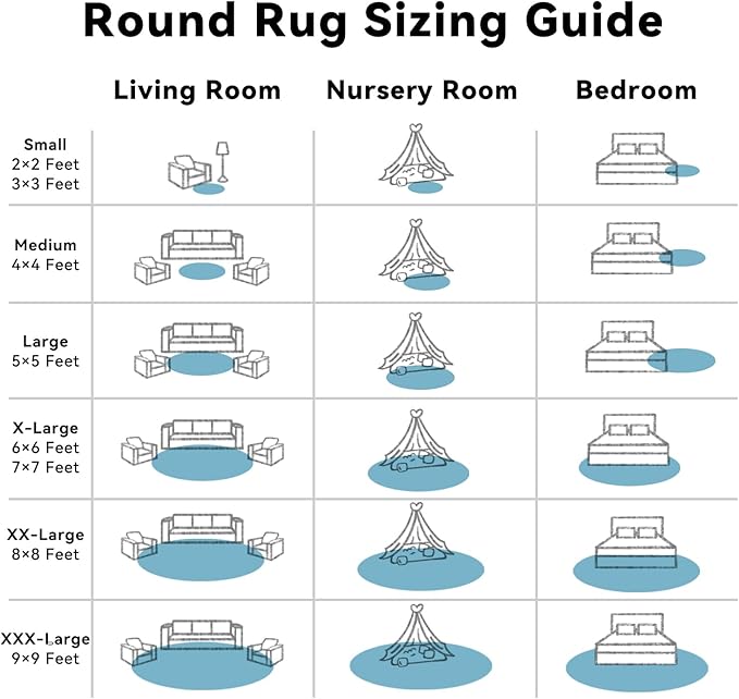 OLANLY Slate Blue Round Rugs for Bedroom - Machine Washable, 2 ft Circle Area Rugs for Living Room, Soft and Fluffy Shaggy Carpet for Teen Girl and Boys, Nursery Rooms, Dorms, Home Decor Aesthetic