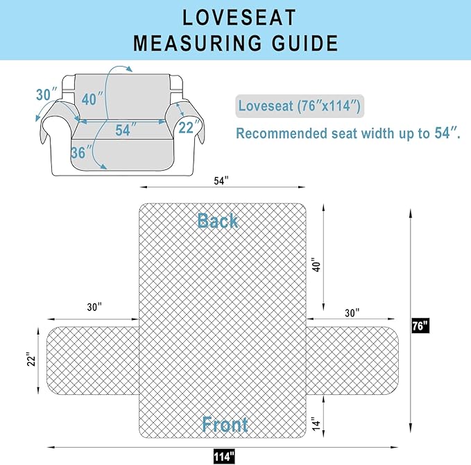 Reversible Loveseat Sofa Covers Couch Cover Furniture Protector(Loveseat,Light Grey/Beige)