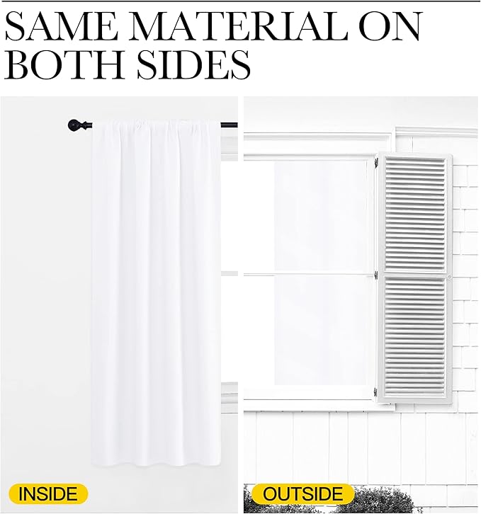 NICETOWN Window Curtain Panels - Rod Pocket Curtain Set for Bedroom (White, 2 Panels, 42 by 45)