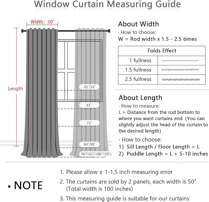 MYSKY HOME Patio Curtains for Sliding Door 90 inch Length 2 Panels Set, Living Room Curtains & Drapes Soft Farmhouse Window Treatments Back Tab Semi Sheer Draperies, 50" W x 90" L, Dark Brown