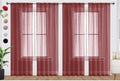 SpaceDresser Burgundy Sheer Curtains 4 Panels Rod Pocket Semi-Sheer Curtain 90 Inches Long Light Filtering Voile Window Drapes for Bedroom Living Room Kitchen, Each 52W x 90L