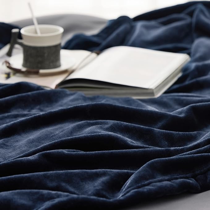 Bedsure GentleSoft Fleece Throw XL Blanket Navy - 300GSM Soft Lightweight Plush Cozy Blankets for Bed, Sofa, Couch, Travel, Camping, 50x70 inches