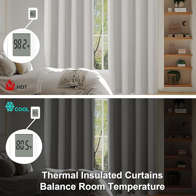 Simplebrand Ava Natural Short 24 Inches Blackout Curtain 2 Panels Set, Half Window Rod Pocket Privacy Curtain Tiers for Kitchen, Curtains Blackout for Bathroom Shades, W30 x L24 Inch, Natural