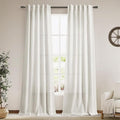 Linen Sheer Curtains 108 Inches Long Back Tab Rod Pocket 2 Panels Cream Semi Sheer Extra Long Curtains Light Filtering Modern Boho Drapes for Living Room Luxury Floor Length Curtain 9Ft 40x108
