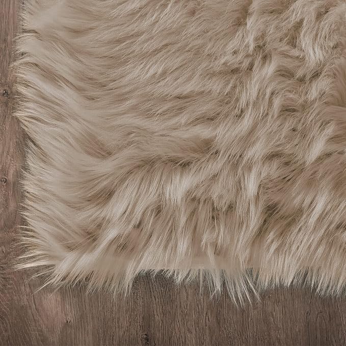 Latepis Throw 2x6 Rug Runner Light Brown Faux Fur Rug Washable Shaggy Rug Fluffy Plush Soft Rugs for Living Room Bedroom Dorm Floor Sofa Furry Beige
