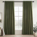 Topfinel 100 Inch Long Black Out Custom Curtains, Olive Green Pleated Window Coverings, Nursery Winter Boho Farmhouse Heat Sound Block Back Tab Curtains for Sliding Door Bay Window