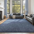 FinRèc 7x10 Washable Area Rugs for Bedroom Living Room, Low Pile Thin Rug Solid Color, Non-Slip Carpet Indoor for Home Decor (Navy Blue)