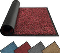 Mibao Front Door Mat, Dirt Trapper Welcome Mat for Outdoor Indoor, Non-Slip Waterproof Doormat, Durable Machine Washable Low Profile Entry Rug for Back Door Outside Patio Porch, 48" x 24", Red
