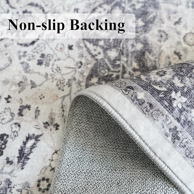 Washable 2x4 Kitchen Sink Rugs: Washable Non-Slip Hardwood Floor Mat for Stove Soft Stain Resistant Carpet Boho Home Decor for High Traffic Area Low-Pile Area Rug for Entryway Foyer(2x4,Grey)