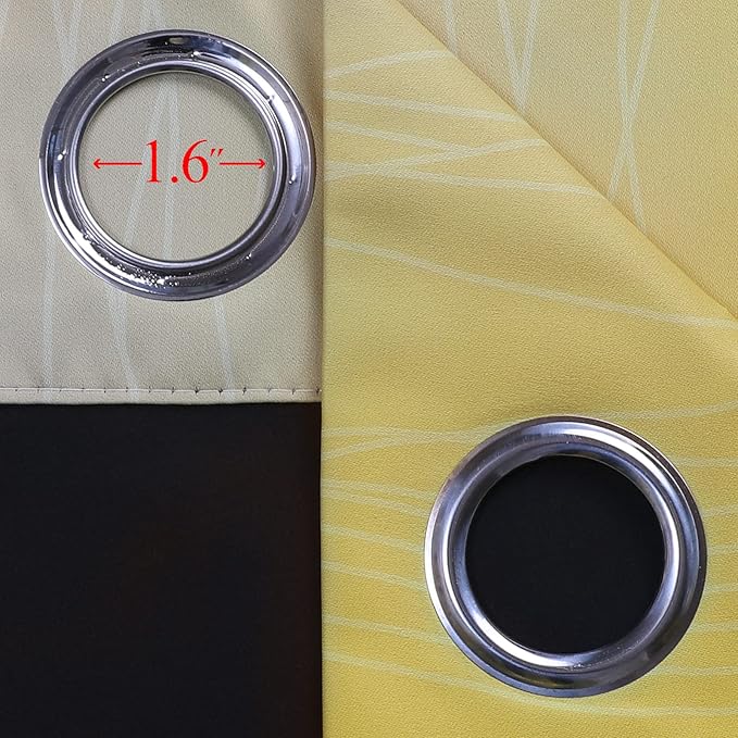 Ombre Gray and Yellow Blackout Curtains 45 Inch Length 2 panels, Full Room Darkening Curtains for Kids Room, Grommet Thermal Insulated Gradient Drapes, Light Blocking Curtains for Bedroom, 42x45 Inch