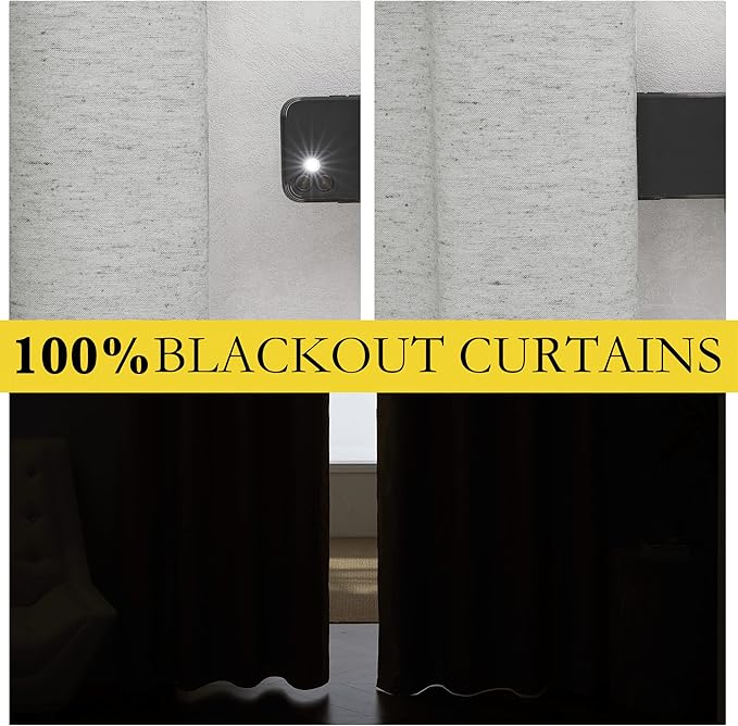 NICETOWN Grey Noise and Lights Block Out Curtains, 2 Panels, 34-inch W by 80-inch L, Thermal Insulated 100% Blackout 2-Layer Lined Drapes, Noise Cancellation Window Draperies for Dining Room