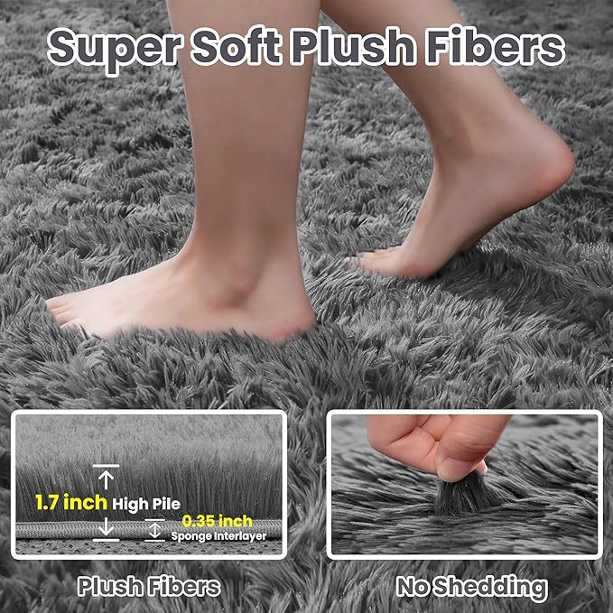 5x7 Area Rugs for Living Room Rug: Soft Fluffy Shag Light Gray Rugs for Bedroom, Non-Slip Large Fuzzy Plush Rug Indoor Floor Carpet for Nursery Kids Boys Girls Room, Dorms, Playroom, Modern Home Decor