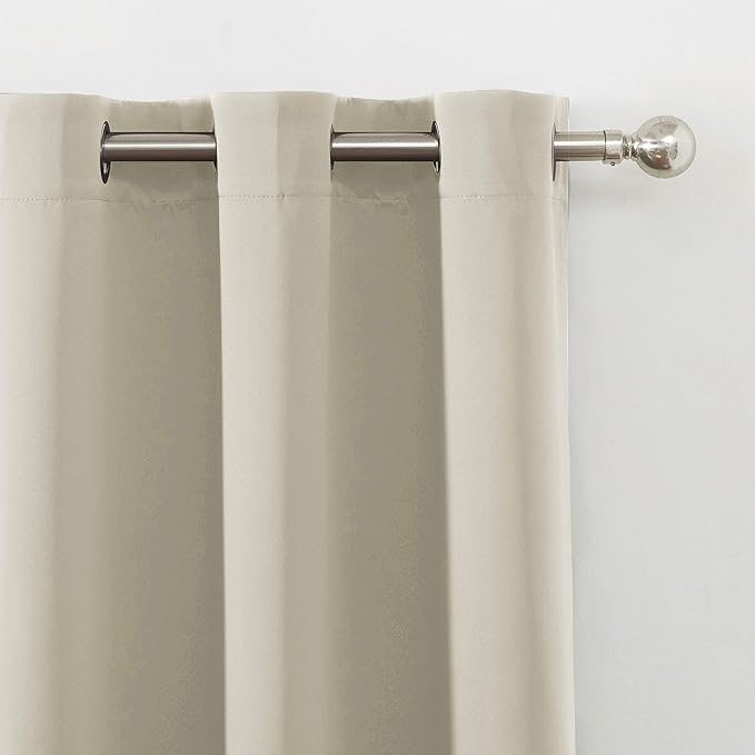 LEMOMO Light Beige Blackout Curtains 52 x 84 Inch Long Beige Curtains Set of 2 Panels Room Darkening Curtains for Living Room
