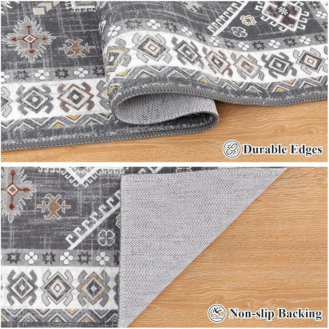 HEBE Washable Kitchen Rugs Runner 2'x 10', Non Slip Hallway Runner Rug, Low Pile Entryway Rug Laundry Room Mat Kitchen Carpet Runners for Hallways, Bathroom, Laundry, Bedside Rug