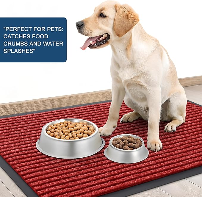 OLANLY Front Door Mat Indoor Outdoor Entrance, 2-Pack 47 x 23 Inch, Waterproof Heavy Duty Doormat, Fade Resistant, Low Profile, Easy Clean Patio Porch Welcome Floor Mats for Entry, Red