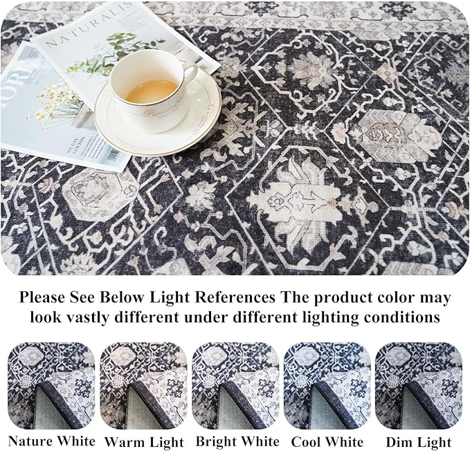 Kitchen Sink Rugs Set 0f 2: Washable Non-Slip Hardwood Floor Mat for Stove Dishwasher Fronts Soft Stain Resistant Carpet for Cooking Area & Fridge Boho Home Decor for High Traffic Area(2x3+2x4,Black)