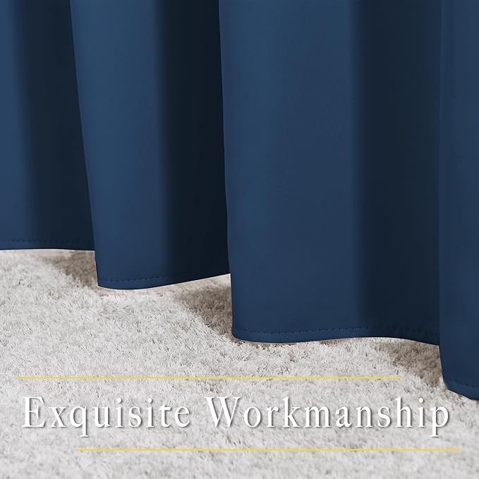 NICETOWN Blackout Room Divider Curtains 118 inches Long, Grommet Thermal Window Treatments Sound Reducing Drapes for Sliding Glass Door, Moroccan Blue, W66 x L118, 2 Pieces