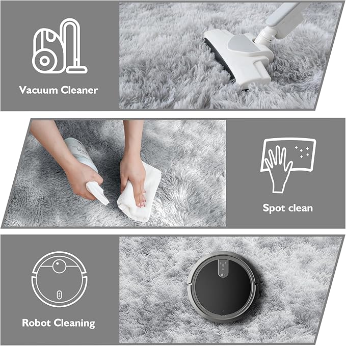 Shag Area Rug for Bedroom 3x5,Fluffy Area Rugs for Living Room,Soft Fuzzy Rug Non-Shedding Indoor Plush Carpet for Kids Bedroom Nursery Dorm Home Decor,Tie-Dyed Grey