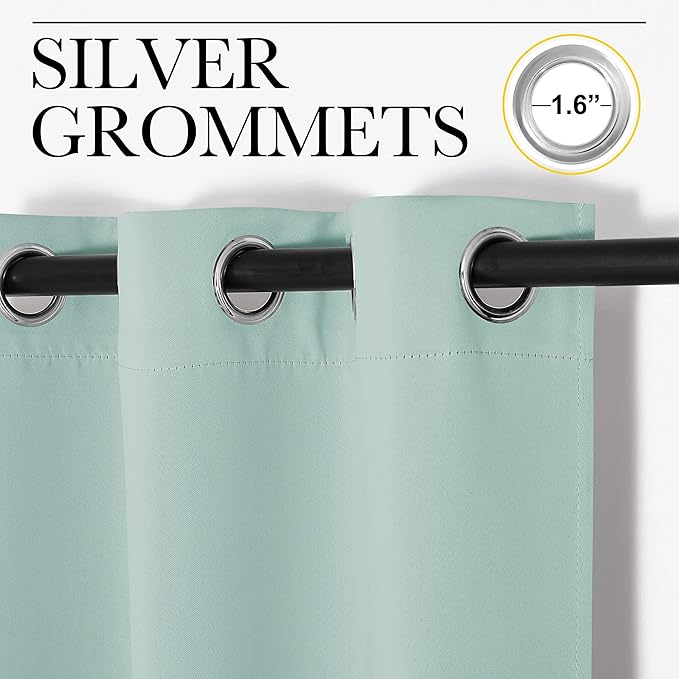 NICETOWN Blackout Curtains for Bedroom, Aqua, 42 W by 80 L, Set of 2, Thermal Insulated Curtains & Drapes with Grommet Top for Living Room, Privacy Window Treatment Draperies