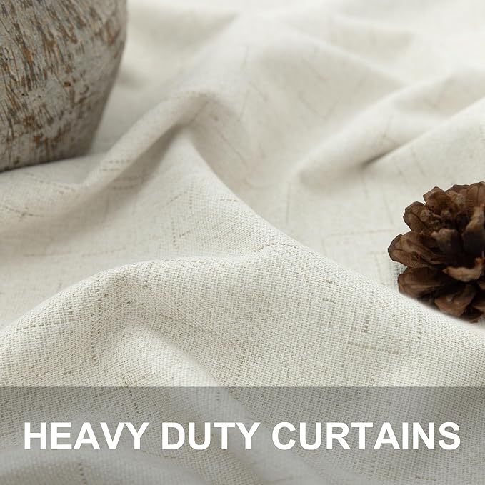 Custom 105 Inch Curtains for Nursery Cute Extra Long 100 Percent Blackout Kids Curtains Cream 2 Panel Burg Faux Linen Light Sun Blocking Dark Out Heavy Duty Fabric Thick Aesthetic Baby Room Darkening