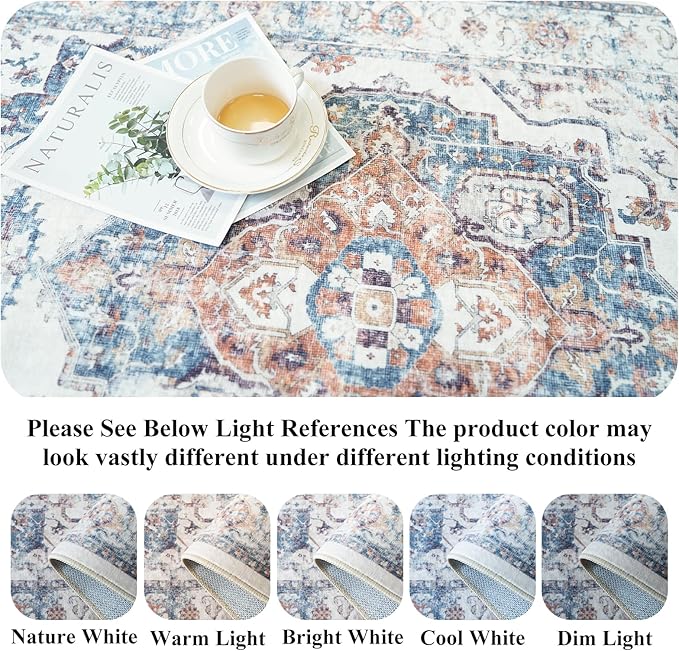 10x14 Washable Vintage Area Rug: Indoor Extra Large Rugs for Living Room Soft Stain Resistant Carpet with Non-Slip Backing Thin Accent Low Pile Print Floor Mat for Bedroom Dining Room(10x14 Brick)