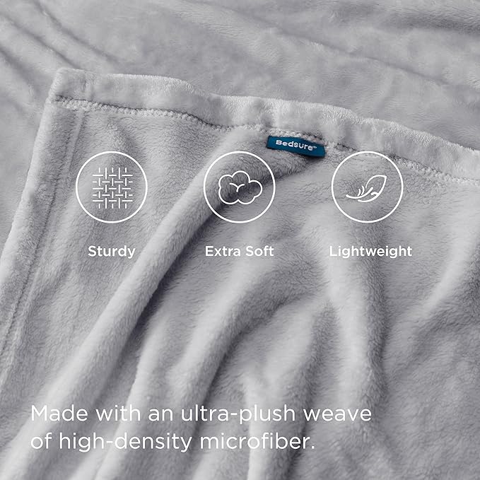 Bedsure GentleSoft Fleece Blanket California King Light Grey - Lightweight Plush Fuzzy Cozy Soft Bed Blankets, 102x96 inches