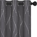Deconovo Gray Curtains for Living Room, Blackout Drapes, Protect Pravicy Thermal Insulated Soundproof Window Drape, Wave Dots Foil Print, 42 x 72 Inch, Set of 2 Panels for Bedroom Classroom Office