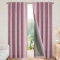 Joydeco Blackout Curtains for Bedroom - 100% Light Blocking 2 Panels Set Pink Drapes 42" W x 90" L, Thermal Insulated Room Darkening Curtains, Linen Textured for Living Room, Rod Pocket & Back Tabs