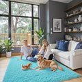 3x5 Rug, Bedside Preppy Dorm Area Rug, College Essentials Small Carpets for Bedroom, Anti Slip Living Room Rugs Home Decor (Teal Blue, 3 x 5)