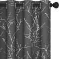Deconovo Grey Blackout Curtains, Thermal Insulated Soundproof Drapes, Silver Branch Foil Print, 52 x 95 Inch, 2 Panels, Machine‑Washable Privacy Window Panel for Living Room Bedroom Nursery Office