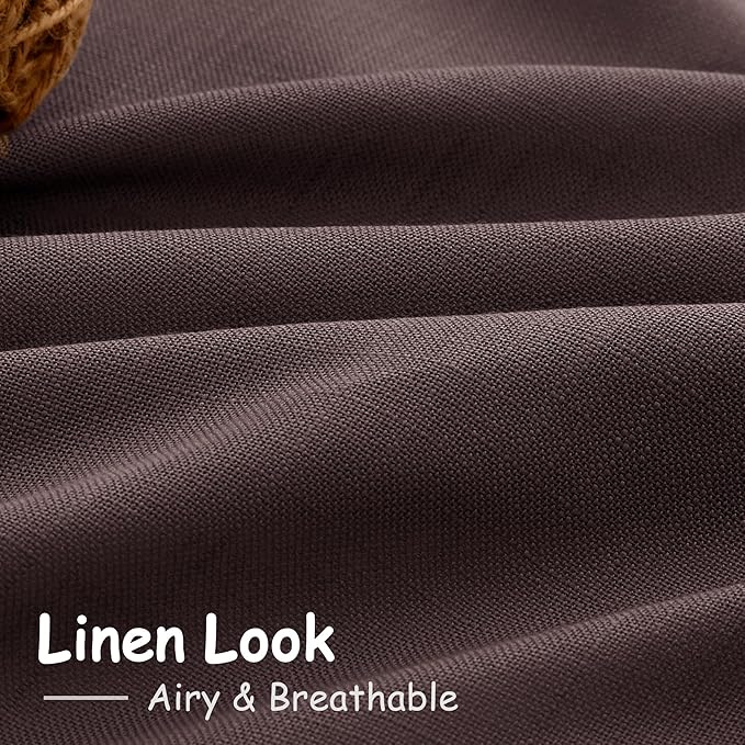 Coffee Brown Linen Curtains for Living Room 100 Inches Long Light Filtering Semi Sheer Curtain Back Tab Luxury Modern Rustic Home Decor Neutral Drapes for Bedroom Dinner Room 52x100, 2 Panels