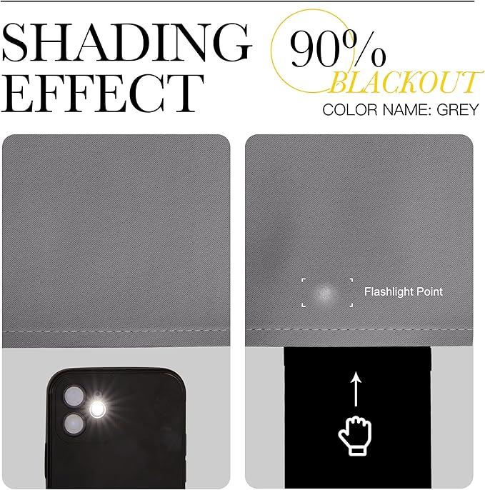 NICETOWN Bedroom Curtains Blackout Drapery Panels, Three Pass Microfiber Thermal Insulated Solid Ring Top Blackout Window Curtains/Drapes (Two Panels, 60 x 84 inches, Gray)