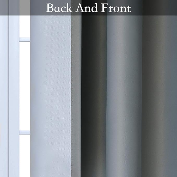 SimpleHome Ombre Room Darkening Curtains for Living Room, Light Blocking Gradient Grey to Gray White Thick Thermal Insulated Grommet Window Curtains/Drapes for Bedroom, 2 Panels, 52x72 inches Length