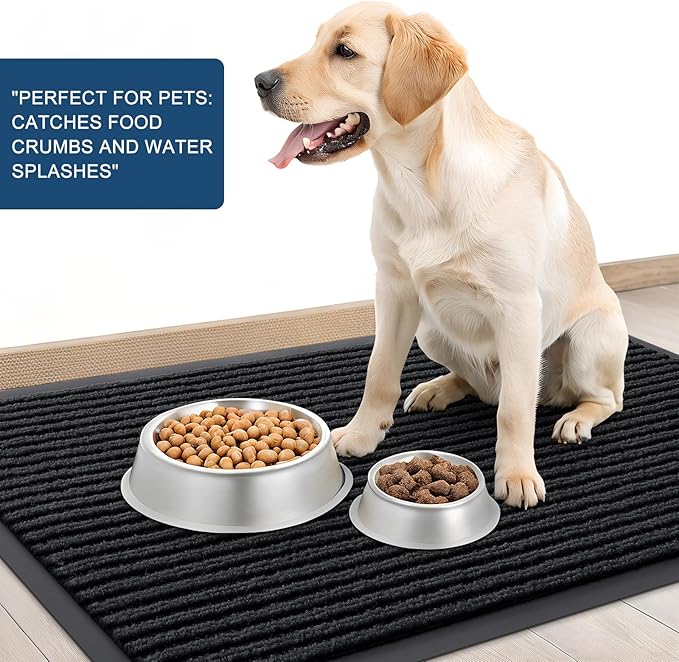 OLANLY Front Door Mat Indoor Outdoor Entrance, 2-Pack 59 x 34 Inch, Waterproof Heavy Duty Doormat, Fade Resistant, Low Profile, Easy Clean Patio Porch Welcome Floor Mats for Entry, Black