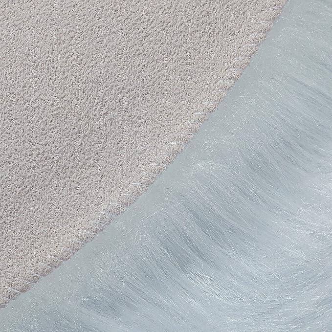 linmopm Faux Fur Rug Sheepskin Shag Fluffy Fuzzy White 3x3 ft Rugs for Bedroom Bedside Bed Floor Living Room Plush Round High-Density Cushion Carpet Super Sofa Cover