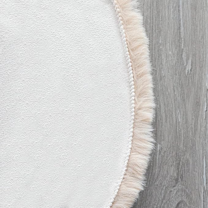 ORINOVA Light Brown Beige Fluffy Faux Fur Rugs for Bedroom Washable Furry Rug for Living Room Indoor Sheepskin Area Rugs 4x6 Nursery Rug