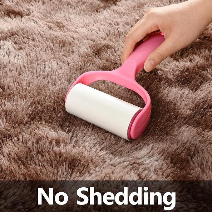 Deerhoo Large Shag Area Rugs 6 x 9, Tie-Dyed Plush Fuzzy Rugs for Living Room, Ultra Soft Fluffy Furry Rug for Bedroom, Indoor Carpet Nursery Rugs for Kids Room Home Decor, Coffee