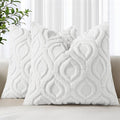 decorUhome Throw Pillow Covers 18x18 Inch Set of 2, Soft Plush Faux Wool White Solid Couch Pillow Covers, Accent Farmhouse Neutral Square Pillow Cases for Sofa Bed Living Room